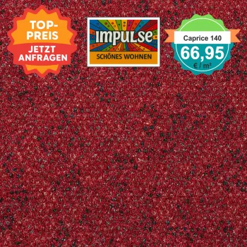 Girloon Caprice 140 – Draufsicht auf den Teppichboden in Farbcode 140 mit sichtbarem Preisetikett.